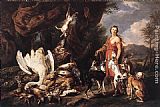Hunting Canvas Paintings - Diana with Her Hunting Dogs beside Kill